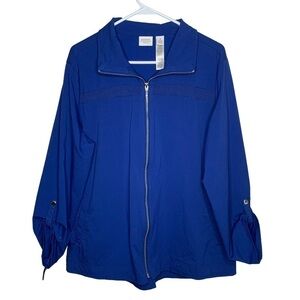 Weekends by Chico's Womens Jacket 3 Blue Basic Perfect Stretch Ponte 16 Solid